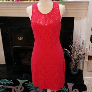 Coral Lace Sleeveless Express Dress